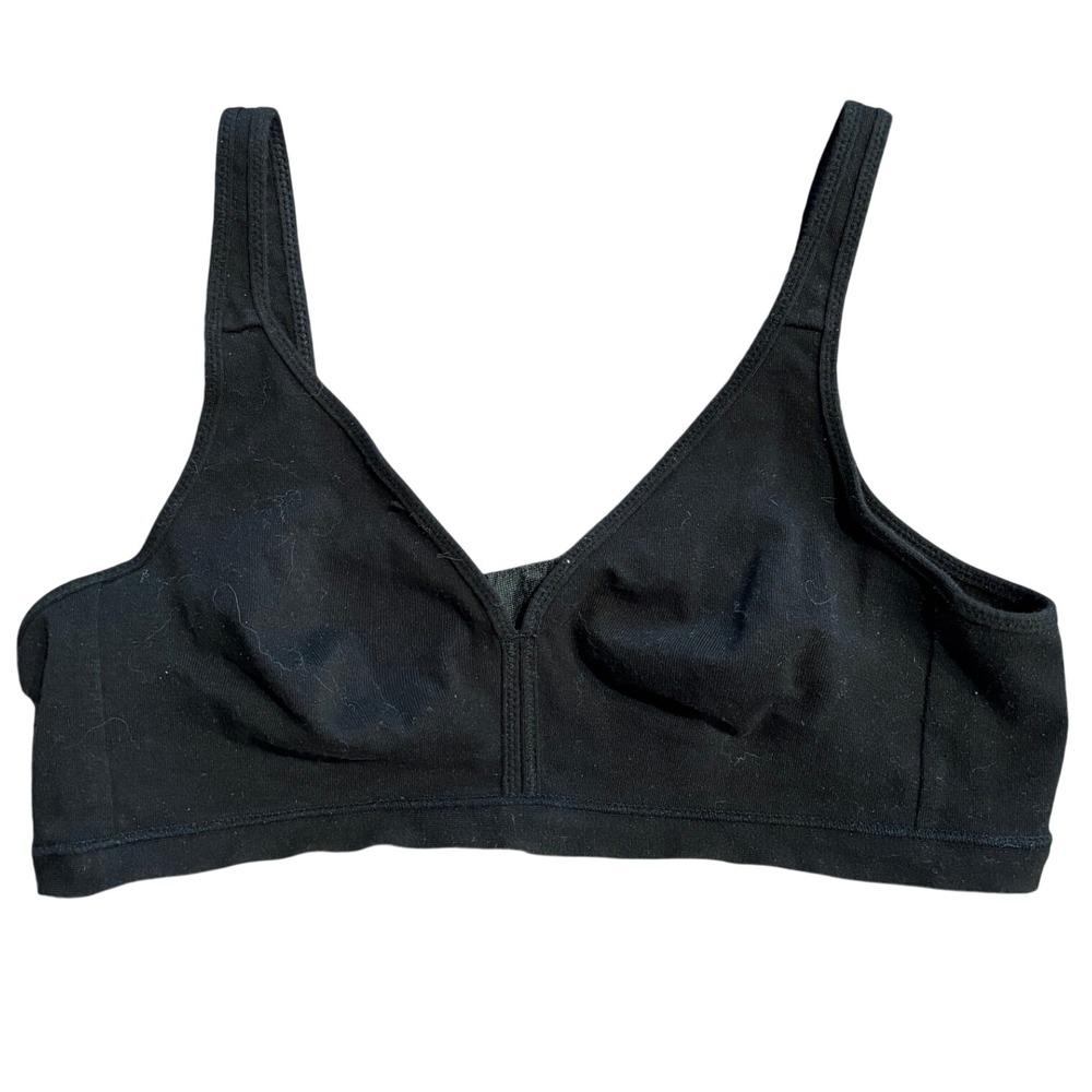 Vintage Bestform Black Cotton Blend Wireless Bra Style 6377 Size 36B